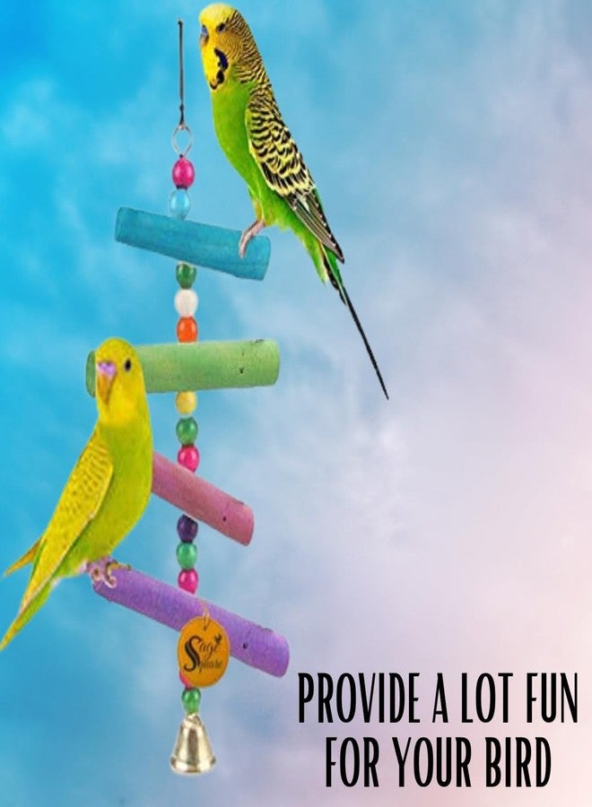 Sage Square Playful Natural Wood Hanging Toy Cage Accessories for Cockatiel, Lovebird, Budgerigar, Canary, Budgeri Birds - Image 4